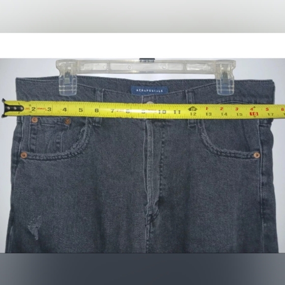 Aeropostale Women's 90S Baggy Jeans Black 12R Regular Distressed - Picture 10 of 14